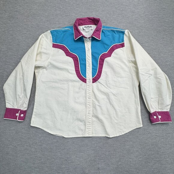 Vintage The San Angelo Collection 80s Western Shirt Mens 48 Multicolor Cotton - Picture 3 of 15